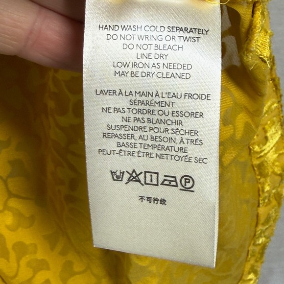 Anthropologie Jacquard Button Top Women XS Yellow Gold Textured Cottagecore Chic - Picture 13 of 16